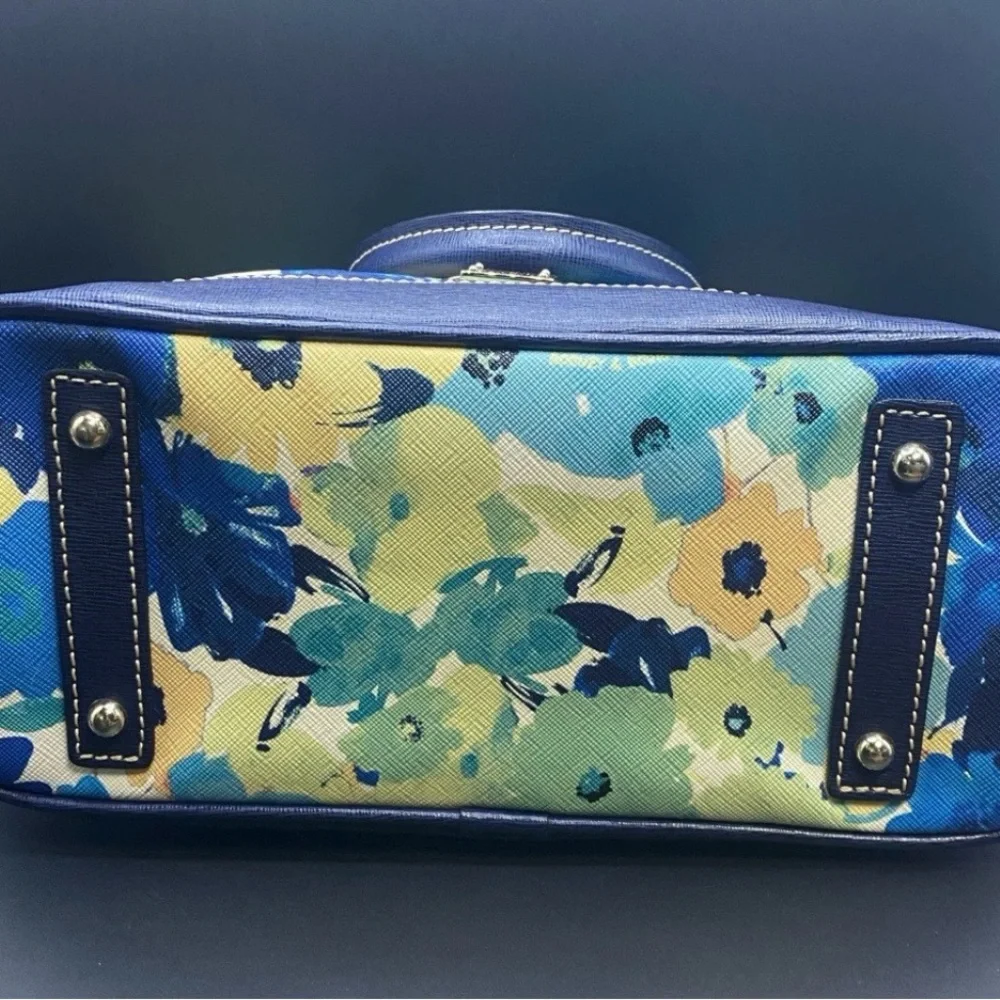 Dooney & Bourke Floral Blue and Yellow  and green Bitsy Satchel - Picture 4 of 7